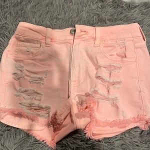 hot pink denim shorts